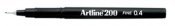Fiberpenna Artline 200 svart 0,4mm