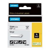Märkband Dymo Vinyl 12mm svart/vit 5,5m
