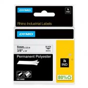 Märkband Dymo Polyester Permanent 9mm svart/vit 5,5m