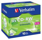 CD-RW Verbatim 8-12x jewelcase 700MB 10 / FP