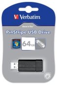 USB-Minne Verbatim PinStripe 64GB Svart