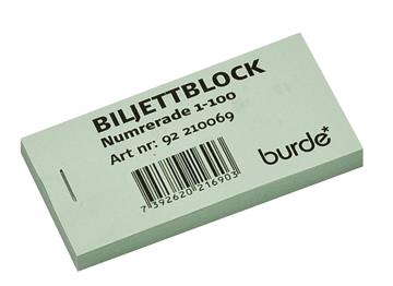 Biljettblock 1-100 grön