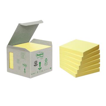 Notisar Post-it 100% gul 76x76mm 6 st / förpackning