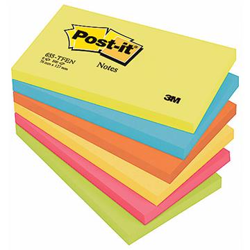 Notisar Post-it 655 Energetic Rainbow 76x127mm 6 st / förpackning