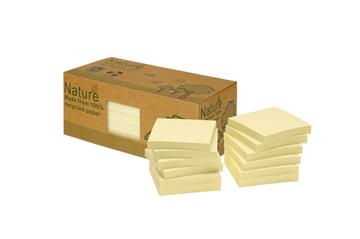 Notisar Info Notes Recycled 100% gul 75x75mm 12 st / förpackning
