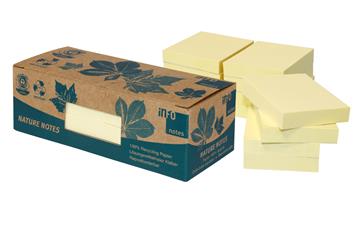 Notisar Info Notes Recycled 100% gul 50x40mm 12 st / förpackning