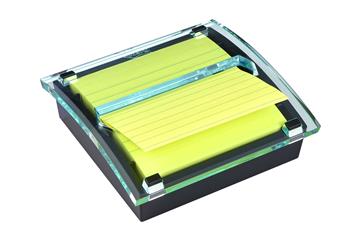 Hållare Post-it inkl 1 gult linjerat Z-block transparent/svart 101x101mm 1 st / förpackning