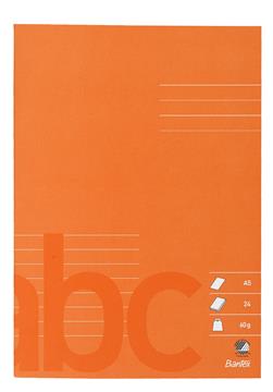 Skrivhäfte Bantex 1/2 sid linjerat 8mm, 1/2 sid blank 24 blad 60g orange A5 25 st / förpackning