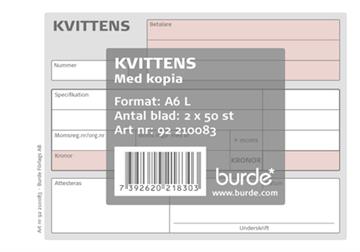 Kvittensblock onumrerade med kopia A6L 1 st / förpackning