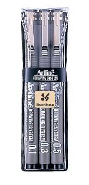 Tuschpenna Artline Drawing 3-pack svart
