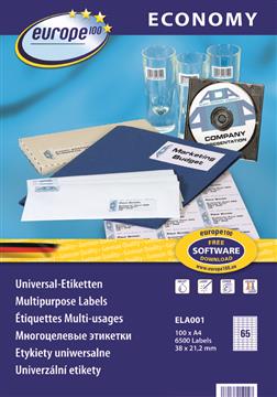 Universaletikett ELA001 38x21,2mm 6500 st / förpackning