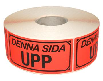 Varningsetikett denna sida upp