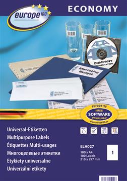 Universaletikett ELA027 210x297mm 100 st / förpackning