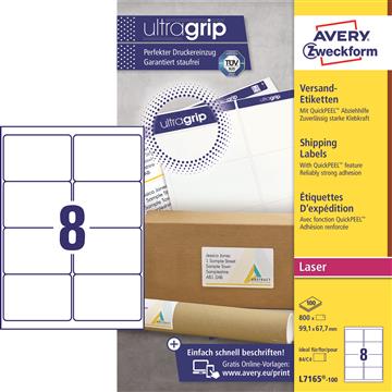 Laseretikett Avery L7165 99,1x67,7mm 800 st / förpackning