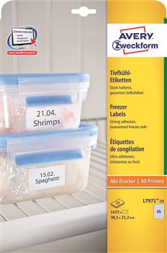 Frysetikett Avery Permanent L7971-25 vit 38,1x21,2mm