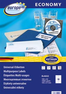 Universaletikett ELA022 105x57mm vit A4 1000 st / förpackning