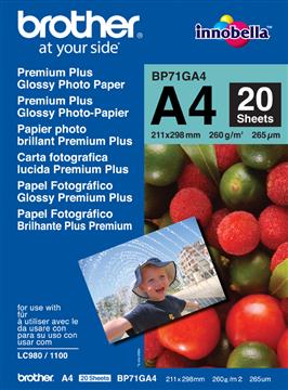 Bläckstrålepapper Brother Foto Glossy BP71GA A4 260g 20 st / förpackning