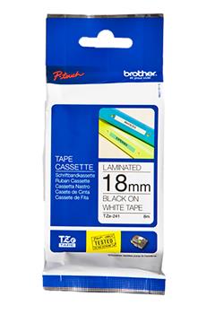 Märkband Brother Tze241 18mm svart/vit 8m