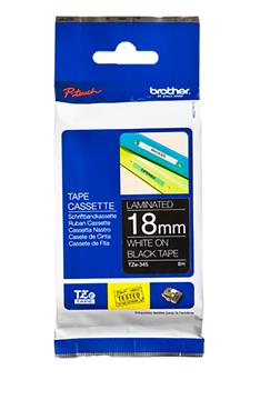 Märkband Brother Tze345 18mm vit/svart 8m