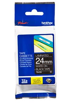 Märkband Brother Tze355 24mm vit/svart 8m