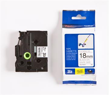 Märkband Brother flexibel TZEFX241 svart på vit 18mm
