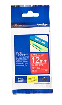 Märkband Brother TZe-435 vit/röd 12mm