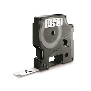 Märkband Dymo D1 12mm svart/vit 7m
