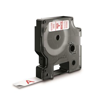 Märkband Dymo D1 12mm röd/vit 7m