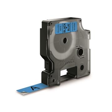 Märkband Dymo D1 12mm svart/blå 7m