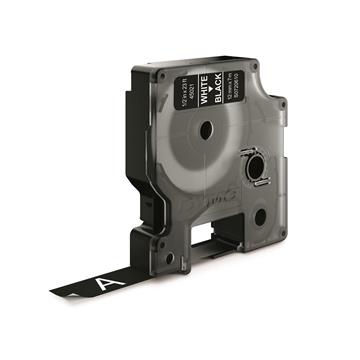 Märkband Dymo D1 12mm vit/svart 7m