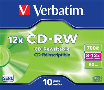 CD-RW Verbatim 8-12x jewelcase 700MB 10 / FP