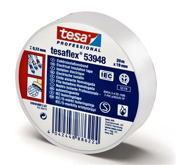Eltejp Tesa 53948 s-märkt vit 19mm x 20m