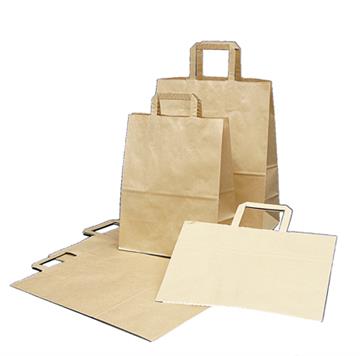 Bärkasse Papp Platta handtag Brun 44L 200 st / förpackning