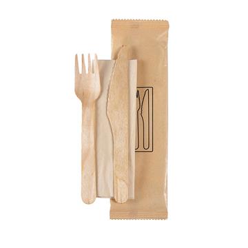 Bestickpåse Duni kniv, gaffel, servett petit vaxat trä 250 /KRT
