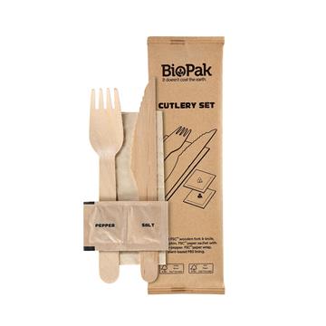 Bestickpåse Duni kniv, gaffel, servett, S&P petit vaxat trä 250 /KRT