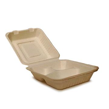 Hämtbox Bagasse 3-fack Brun 190x220x75mm 100 /FP