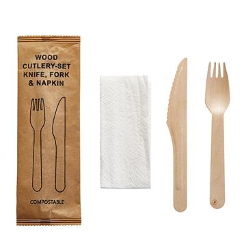 Bestickpåse Kniv/Gaffel & Servett vaxat trä 160mm 125 /FP