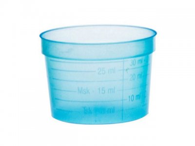 Medicinbägare bred blå middag 30ml 50/FP