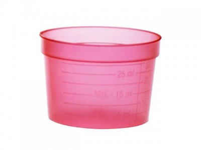 Medicinbägare bred röd kväll 30ml 50/FP